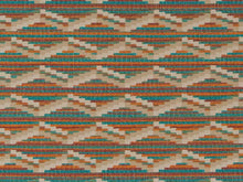 Load image into Gallery viewer, Heavy Duty Southwestern Kilim Tapestry Teal Blue Orange Rusty Red Cream Beige Upholstery Fabric