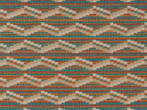 Heavy Duty Southwestern Kilim Tapestry Teal Blue Orange Rusty Red Cream Beige Upholstery Fabric