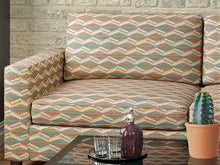 Load image into Gallery viewer, Heavy Duty Southwestern Kilim Tapestry Teal Blue Orange Rusty Red Cream Beige Upholstery Fabric