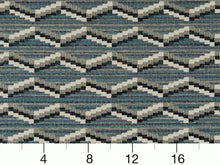 Load image into Gallery viewer, Heavy Duty Southwestern Kilim Tapestry Cream Black Aqua Navy Blue Upholstery Fabric