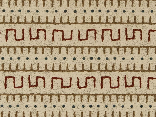 Heavy Duty African Tribal Tapestry Beige Blue Red Cream Upholstery Fabric