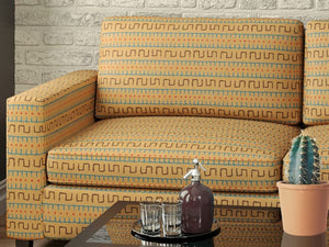 Heavy Duty African Tribal Tapestry Beige Blue Red Brown Upholstery Fabric