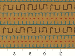 Heavy Duty African Tribal Tapestry Beige Blue Red Brown Upholstery Fabric