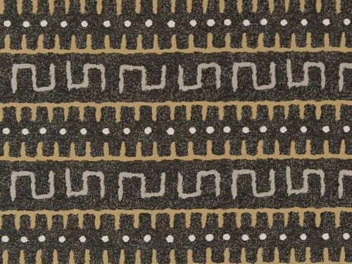 Heavy Duty African Tribal Tapestry Charcoal Grey Cream Beige Upholstery Fabric