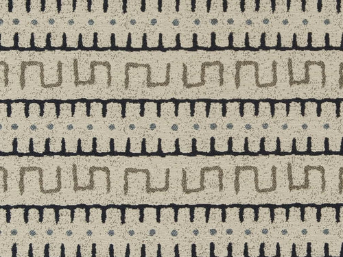 Heavy Duty African Tribal Tapestry Beige Taupe French Navy Blue Upholstery Fabric