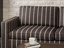 Load image into Gallery viewer, Crypton Water &amp; Stain Resistant Charcoal Black Cream Woven Nautical Stripe Upholstery Fabric
