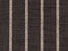 Load image into Gallery viewer, Crypton Water &amp; Stain Resistant Charcoal Black Cream Woven Nautical Stripe Upholstery Fabric