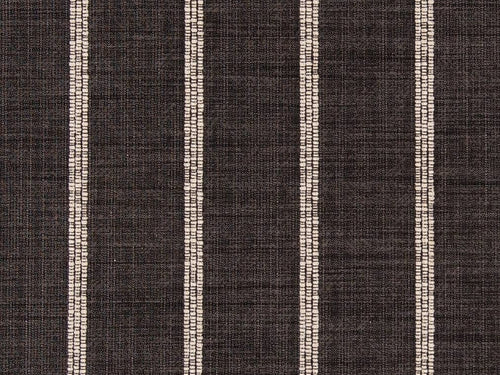 Crypton Water & Stain Resistant Charcoal Black Cream Woven Nautical Stripe Upholstery Fabric