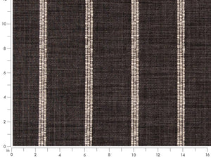 Crypton Water & Stain Resistant Charcoal Black Cream Woven Nautical Stripe Upholstery Fabric