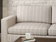 Load image into Gallery viewer, Crypton Water &amp; Stain Resistant Grey Off White Beige Woven Nautical Stripe Upholstery Fabric