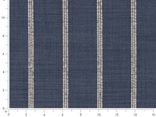 Load image into Gallery viewer, Crypton Water &amp; Stain Resistant Navy Blue Beige Woven Nautical Stripe Upholstery Fabric