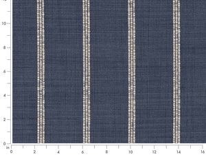 Crypton Water & Stain Resistant Navy Blue Beige Woven Nautical Stripe  Upholstery Fabric