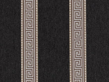 Load image into Gallery viewer, Crypton Water &amp; Stain Resistant Charcoal Black Brown Grey Greek Key Stripe Upholstery Fabric