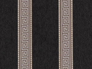 Crypton Water & Stain Resistant Charcoal Black Brown Grey Greek Key Stripe Upholstery Fabric