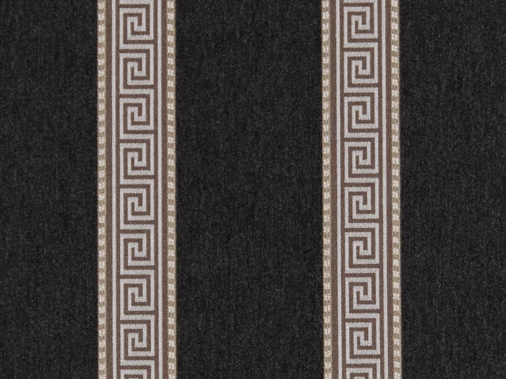 Crypton Water & Stain Resistant Charcoal Black Brown Grey Greek Key Stripe Upholstery Fabric