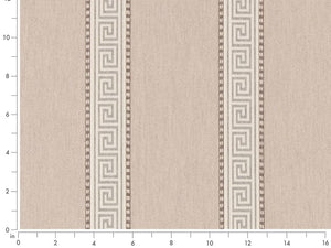 Crypton Water & Stain Resistant Beige Brown Cream Grey Greek Key Stripe Upholstery Fabric