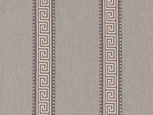 Load image into Gallery viewer, Crypton Water &amp; Stain Resistant Grey Taupe Navy Blue Greek Key Stripe Upholstery Fabric