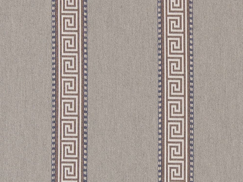 Crypton Water & Stain Resistant Grey Taupe Navy Blue Greek Key Stripe Upholstery Fabric