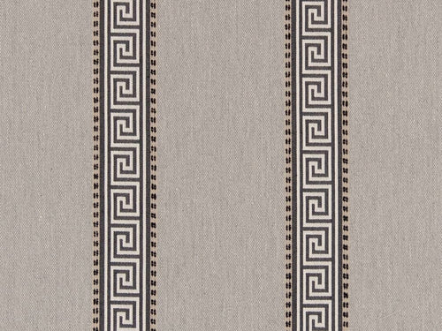 Crypton Water & Stain Resistant Grey Off White Greek Key Stripe Geometric Upholstery Fabric