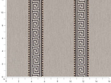 Load image into Gallery viewer, Crypton Water &amp; Stain Resistant Grey Off White Greek Key Stripe Geometric Upholstery Fabric