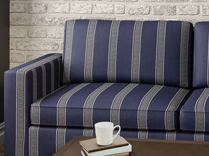 Crypton Water & Stain Resistant Navy Blue Black Beige Greek Key Stripe Upholstery Fabric