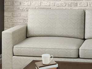 Crypton Water & Stain Resistant Cream Beige Aqua Blue Geometric Abstract Upholstery Fabric