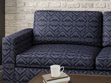 Load image into Gallery viewer, Crypton Water &amp; Stain Resistant Navy Blue Beige Geometric Abstract Upholstery Fabric