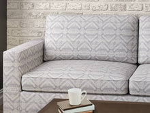 Load image into Gallery viewer, Crypton Water &amp; Stain Resistant Navy Blue Beige Cream Geometric Abstract Upholstery Fabric