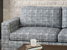 Load image into Gallery viewer, Crypton Water &amp; Stain Resistant Denim Blue Off White Abstract Upholstery Fabric