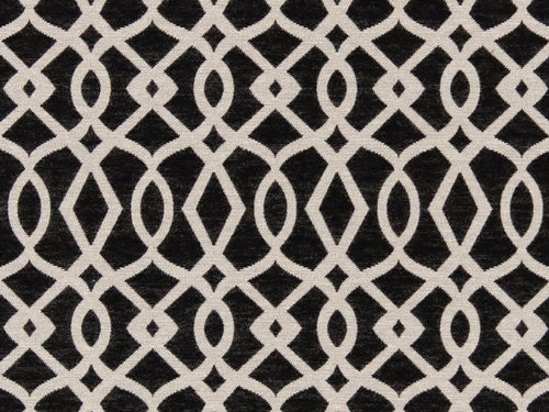 Crypton Water & Stain Resistant Black Cream Geometric Trellis Upholstery Fabric