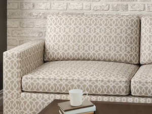 Crypton Water & Stain Resistant Grey Cream Geometric Trellis Upholstery Fabric
