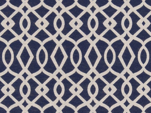Crypton Water & Stain Resistant Navy Blue Beige Geometric Trellis Upholstery Fabric