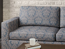 Load image into Gallery viewer, Crypton Water &amp; Stain Resistant Navy Blue Beige Damask Upholstery Fabric