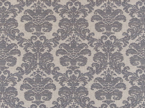 Crypton Water & Stain Resistant Denim Navy Blue Beige Damask Upholstery Fabric