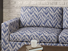 Load image into Gallery viewer, Crypton Water &amp; Stain Resistant Navy Blue Taupe Cream Abstract Upholstery Fabric