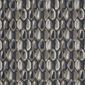 D823 Navy Blue Taupe Beige Abstract Geometric Upholstery Drapery Fabric