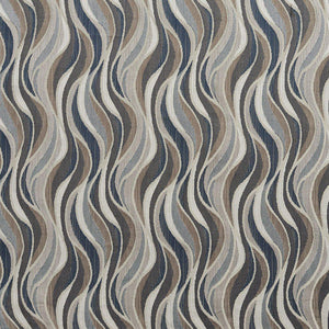 D828 Denim Navy Blue Taupe Beige Geometric Upholstery Drapery Fabric