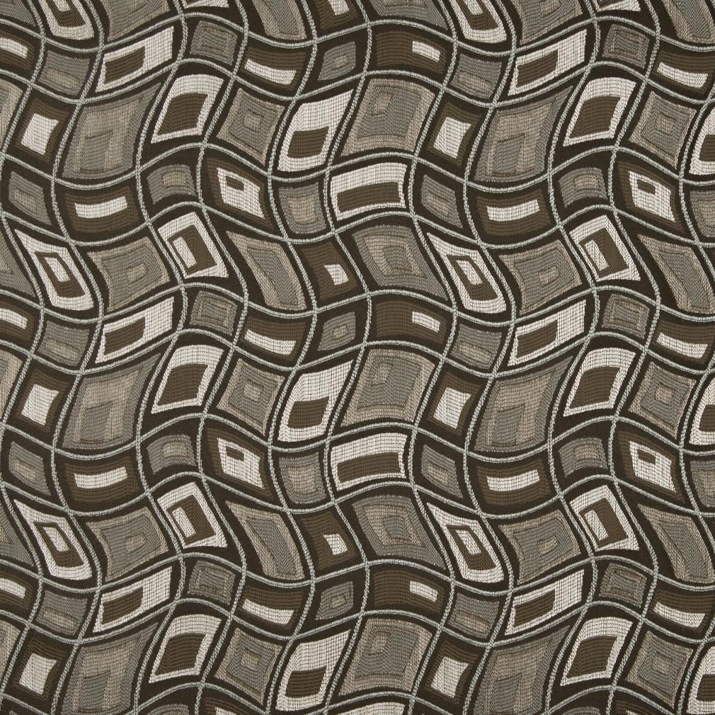 D862 Grey Charcoal Taupe Beige Brown Abstract Geometric Upholstery Drapery Fabric