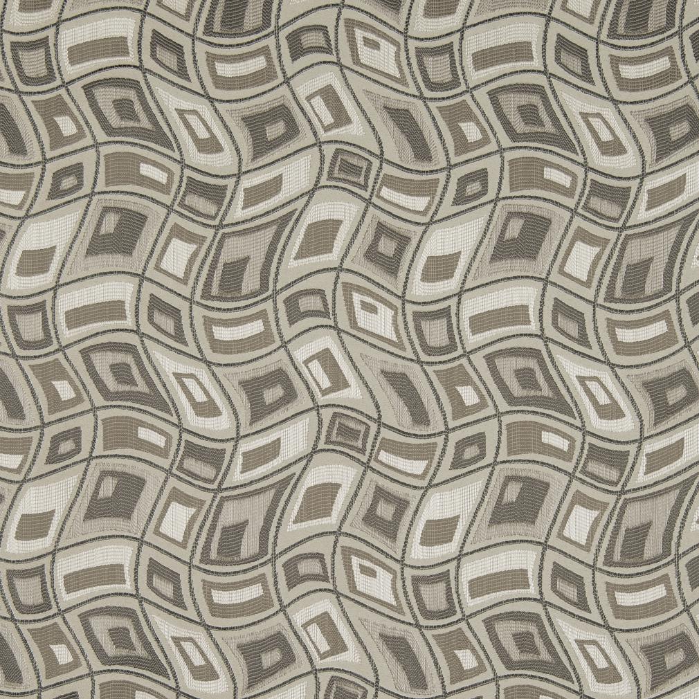 D865 Grey Charcoal Taupe Beige Abstract Geometric Upholstery Drapery Fabric