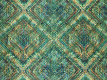 Load image into Gallery viewer, Designer Green Royal Blue Teal Orange Yellow Abstract Geometric Diamond Velveteen Upholstery Drapery Fabric
