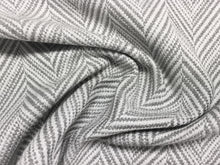 Load image into Gallery viewer, Schumacher Davis Feather Grey Gray White Chevron Upholstery Fabric