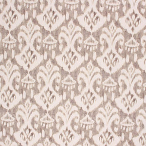 Cotton Ikat Ethnic Drapery Upholstery Fabric Gray Cream / Driftwood