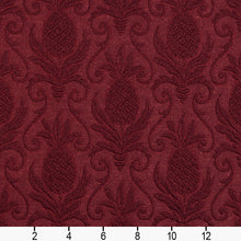 Load image into Gallery viewer, Essentials Upholstery Damask Fabric Burgundy / Wine Pineapple