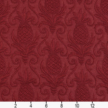 Load image into Gallery viewer, Essentials Upholstery Damask Fabric Dark Red / Ruby Pineapple