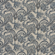 Load image into Gallery viewer, Essentials Outdoor Upholstery Drapery Damask Fabric / Gray Navy