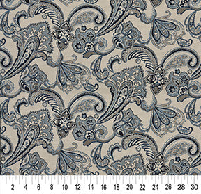 Essentials Outdoor Upholstery Drapery Damask Fabric / Gray Navy