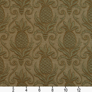 Essentials Upholstery Damask Fabric Green / Sage Pineapple