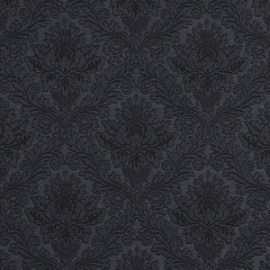 Essentials Upholstery Damask Fabric Navy / Delft Cameo