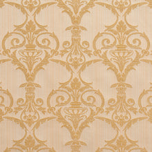Load image into Gallery viewer, Essentials Upholstery Drapery Damask Strie Fabric Ivory Gold / Antique Victorian