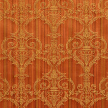 Load image into Gallery viewer, Essentials Upholstery Drapery Damask Strie Fabric Orange Gold / Amber Victorian